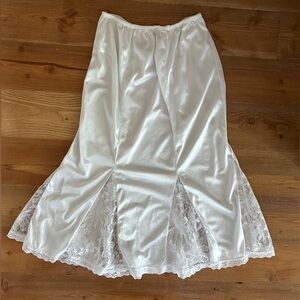 Vintage | Midi Lace Panel Slip Skirt